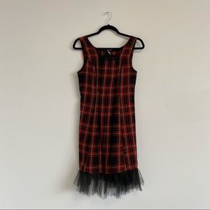 Vintage plaid dress with tulle hem